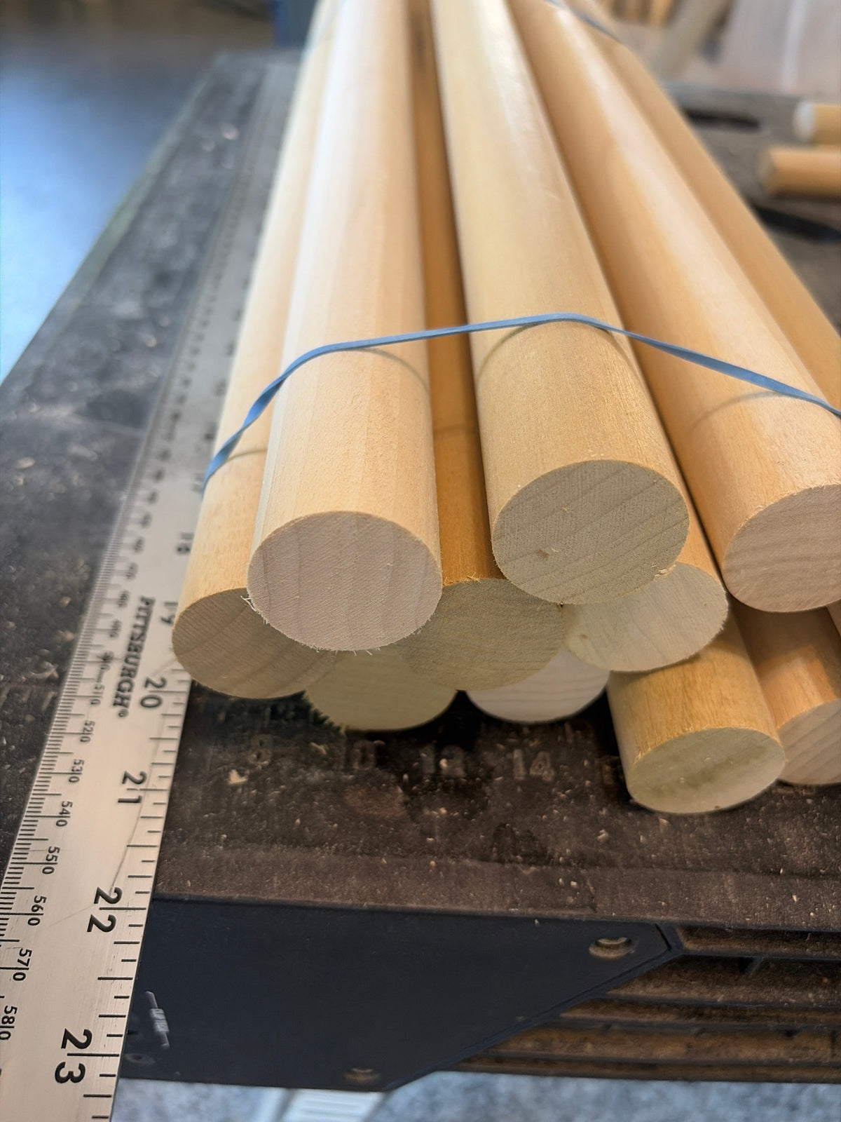 1.25” thick x approx. 20” dowel remnants - Lot of 10