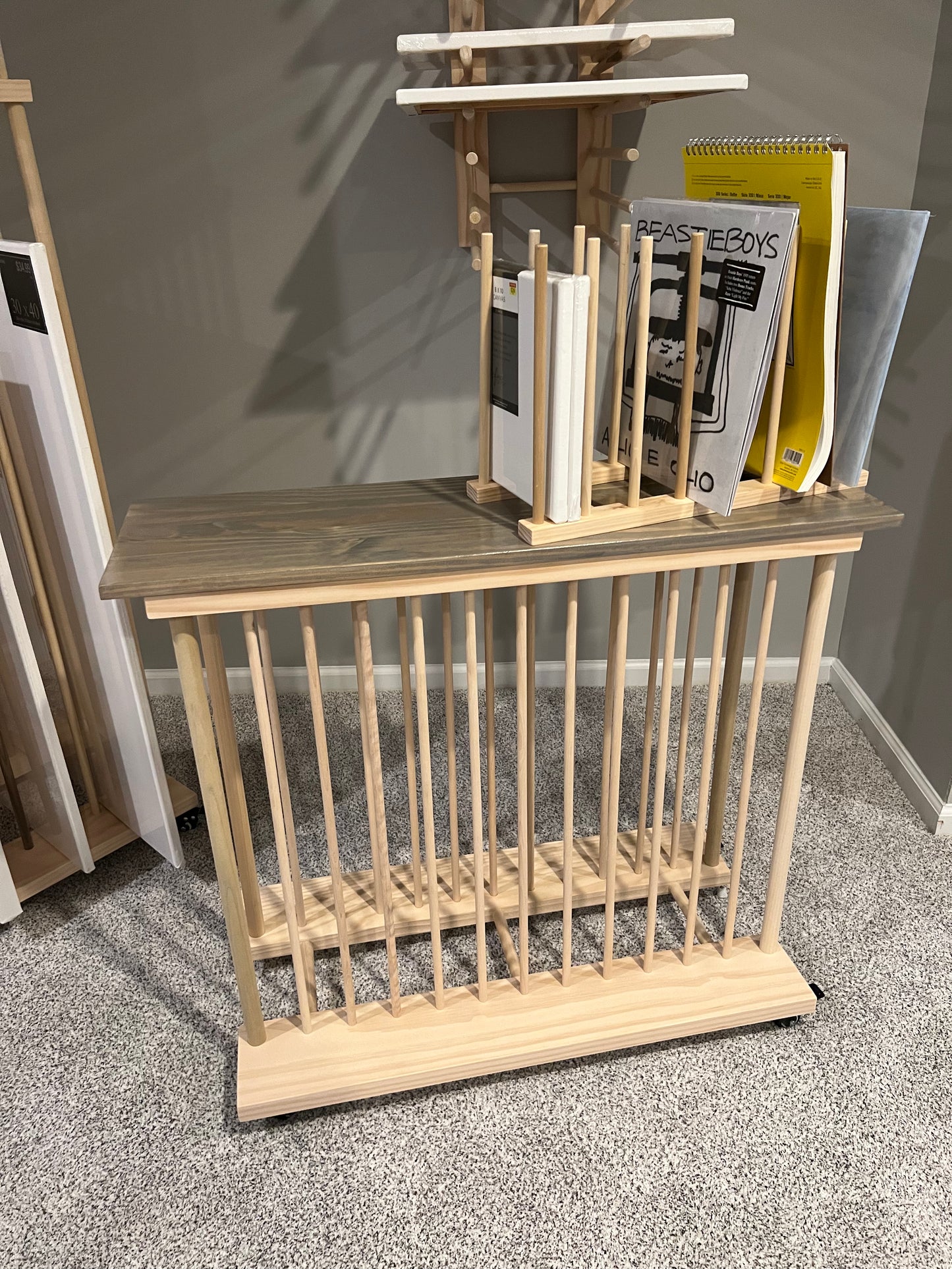 Enclosed Art Storage Rack / Art Storage Cart With Top Shelf Included