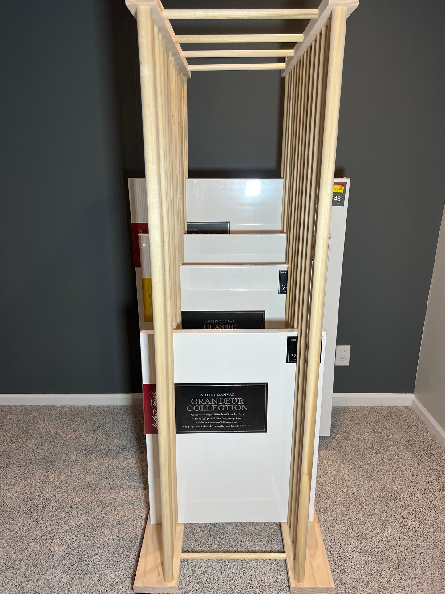 Large Art Canvas Storage - 36” Long Enclosed Art Storage Rack / Art Storage Cart - Options to hold Large Canvas up to 60” or 72”