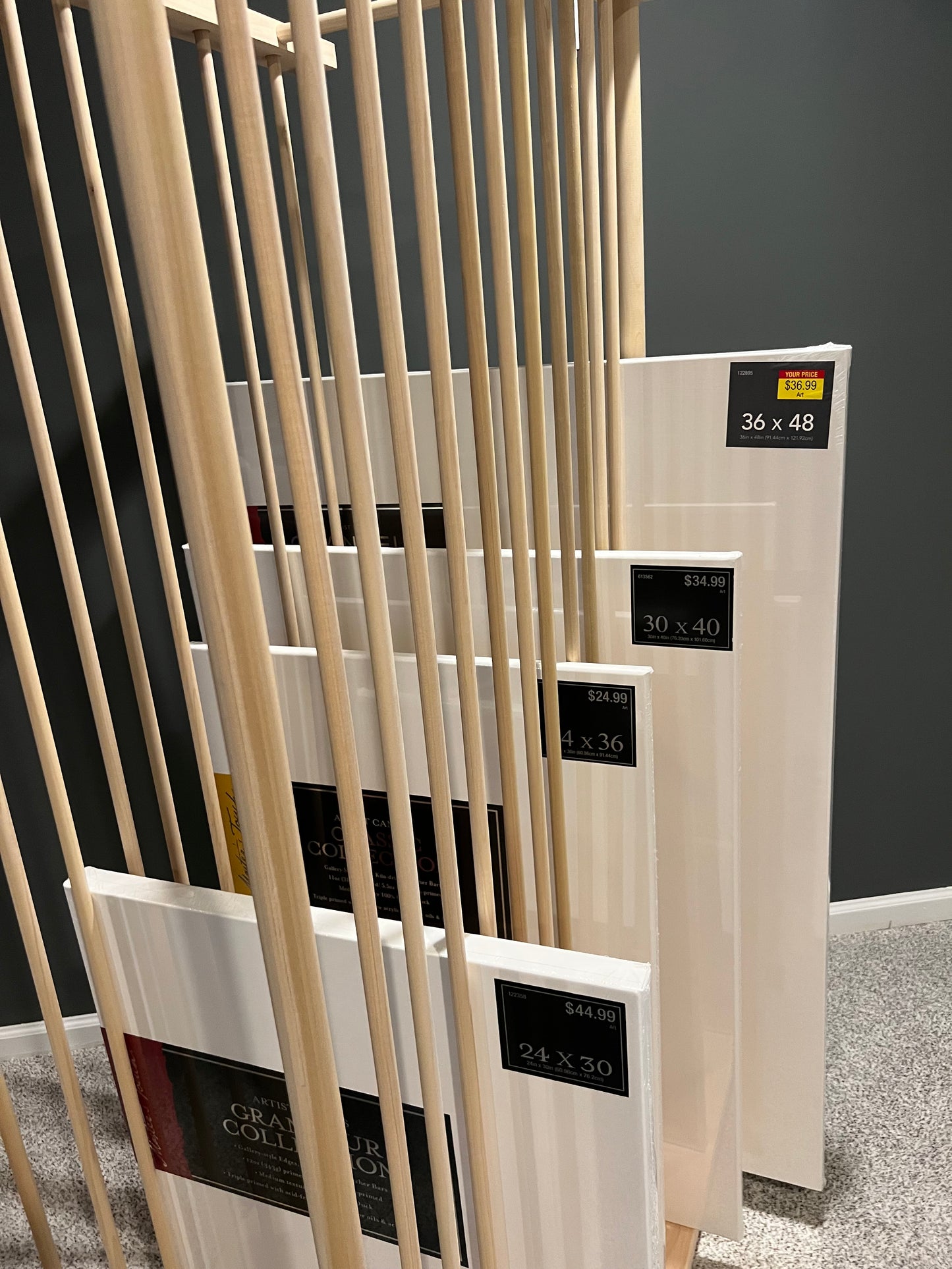 Large Art Canvas Storage - 36” Long Enclosed Art Storage Rack / Art Storage Cart - Options to hold Large Canvas up to 60” or 72”