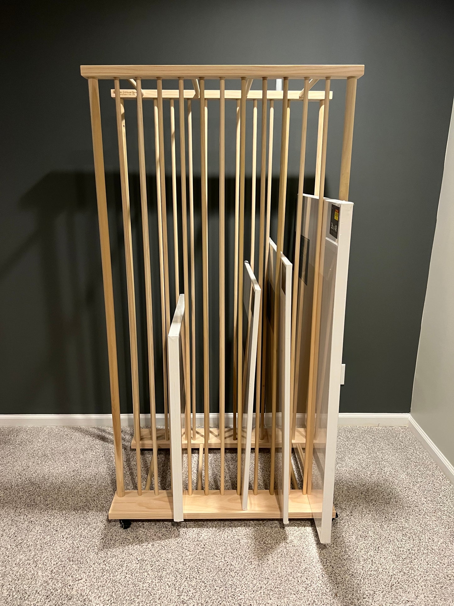 Large Art Canvas Storage - 36” Long Enclosed Art Storage Rack / Art Storage Cart - Options to hold Large Canvas up to 60” or 72”