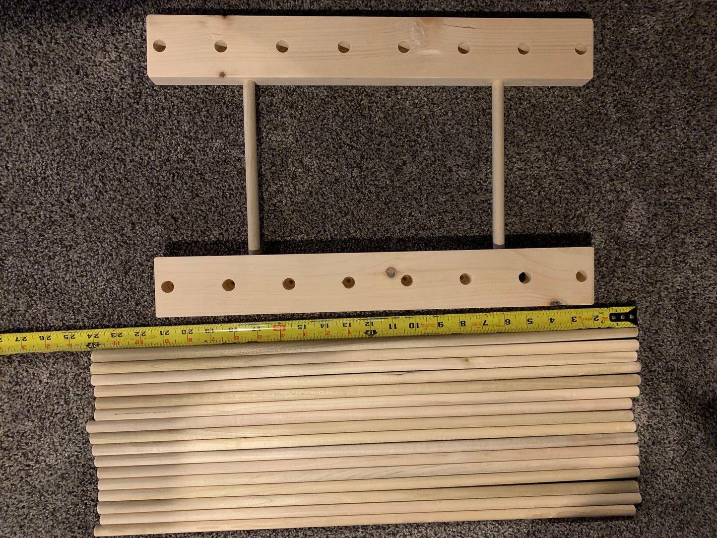 Art Storage Rack with 24” Tall Dowels - Optional Locking Caster Wheels - For Framed Art, Picture Frame, Canvas Pictures, Paintings