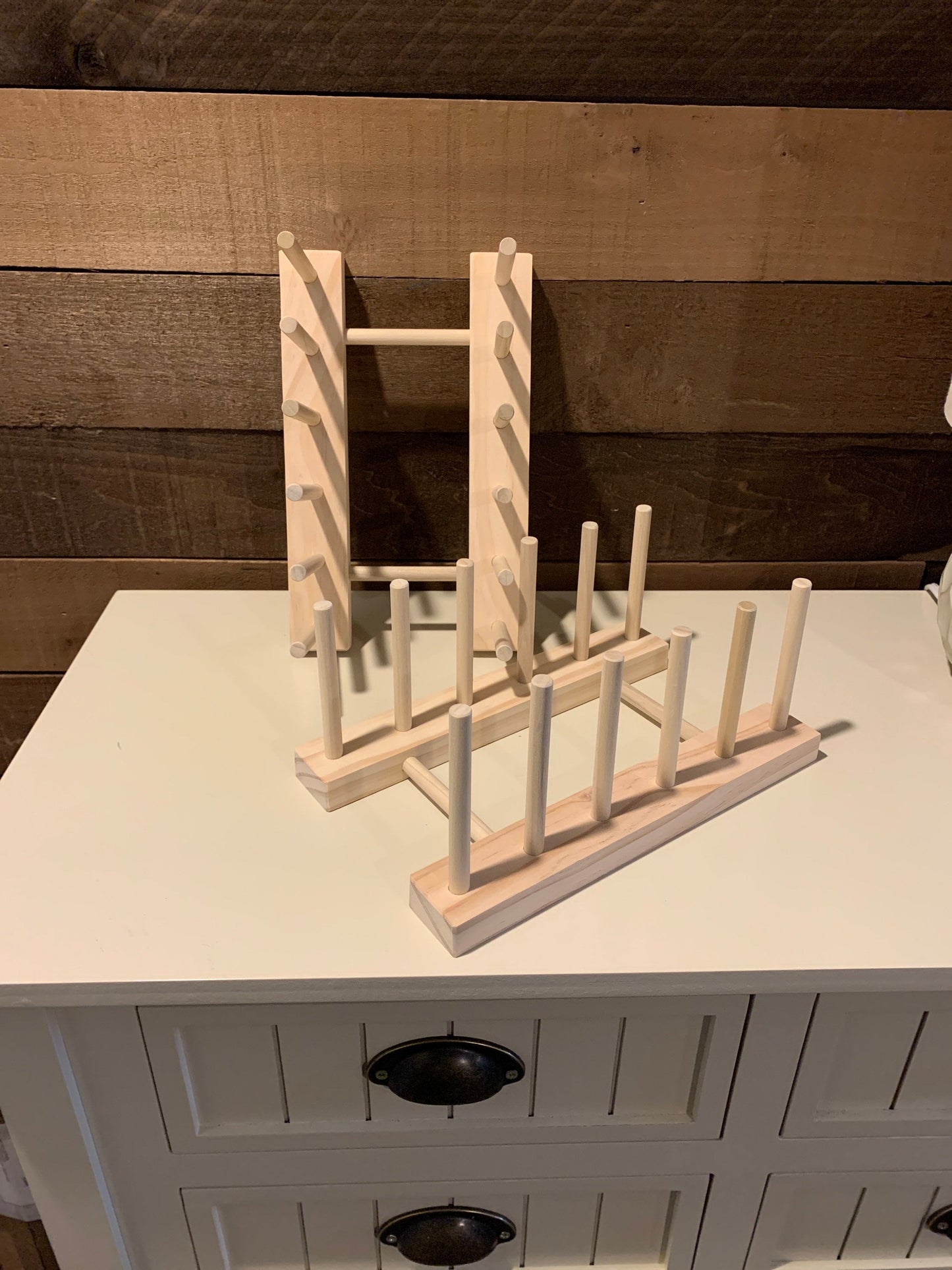 2 Small Wooden Dowel Storage Racks - Framed Art, Picture Frame, Plate Rack, Display