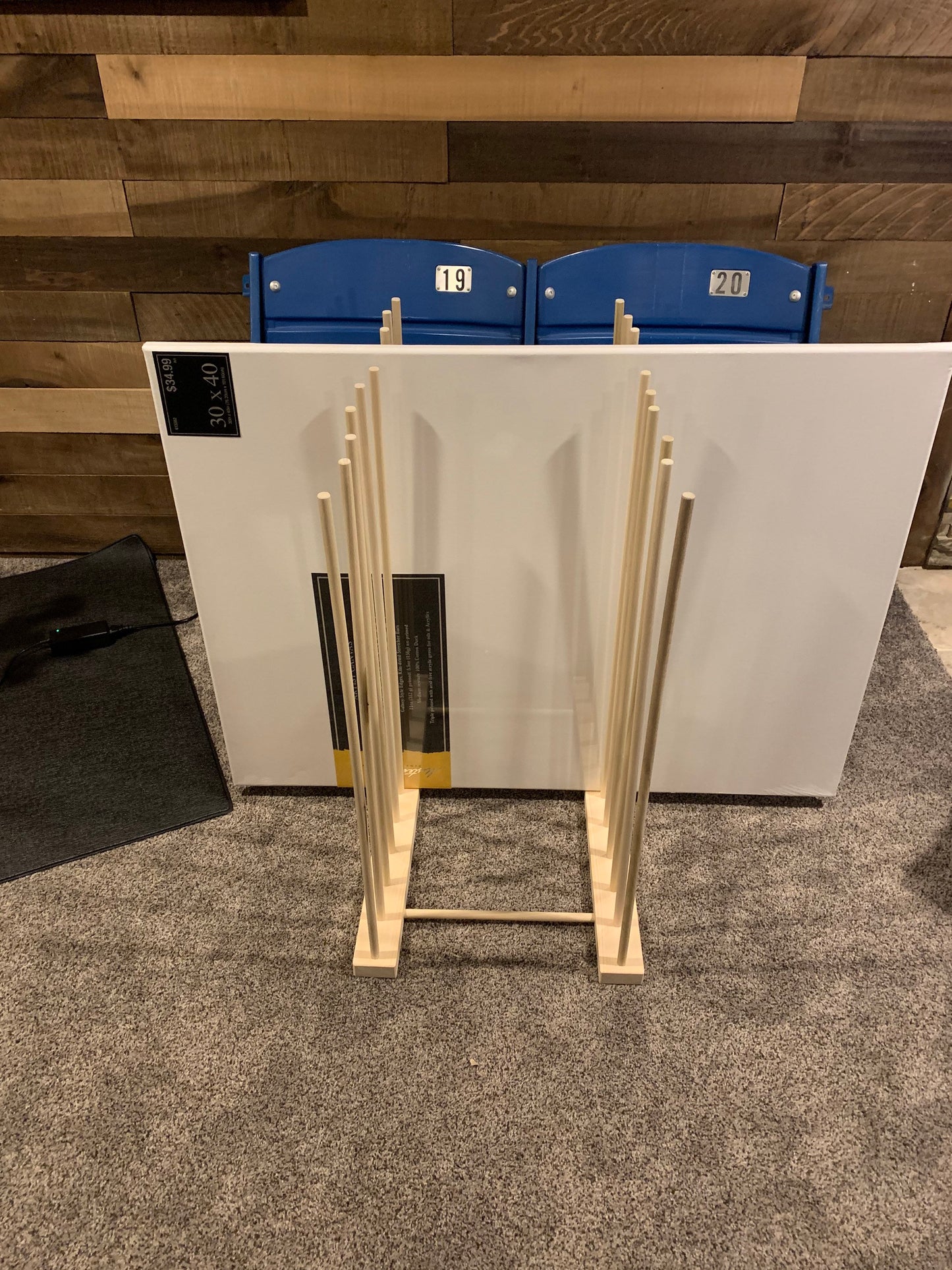 Art Storage Rack - For Framed Art, Picture Frame, Canvas Pictures, Paintings - 30" tall dowels