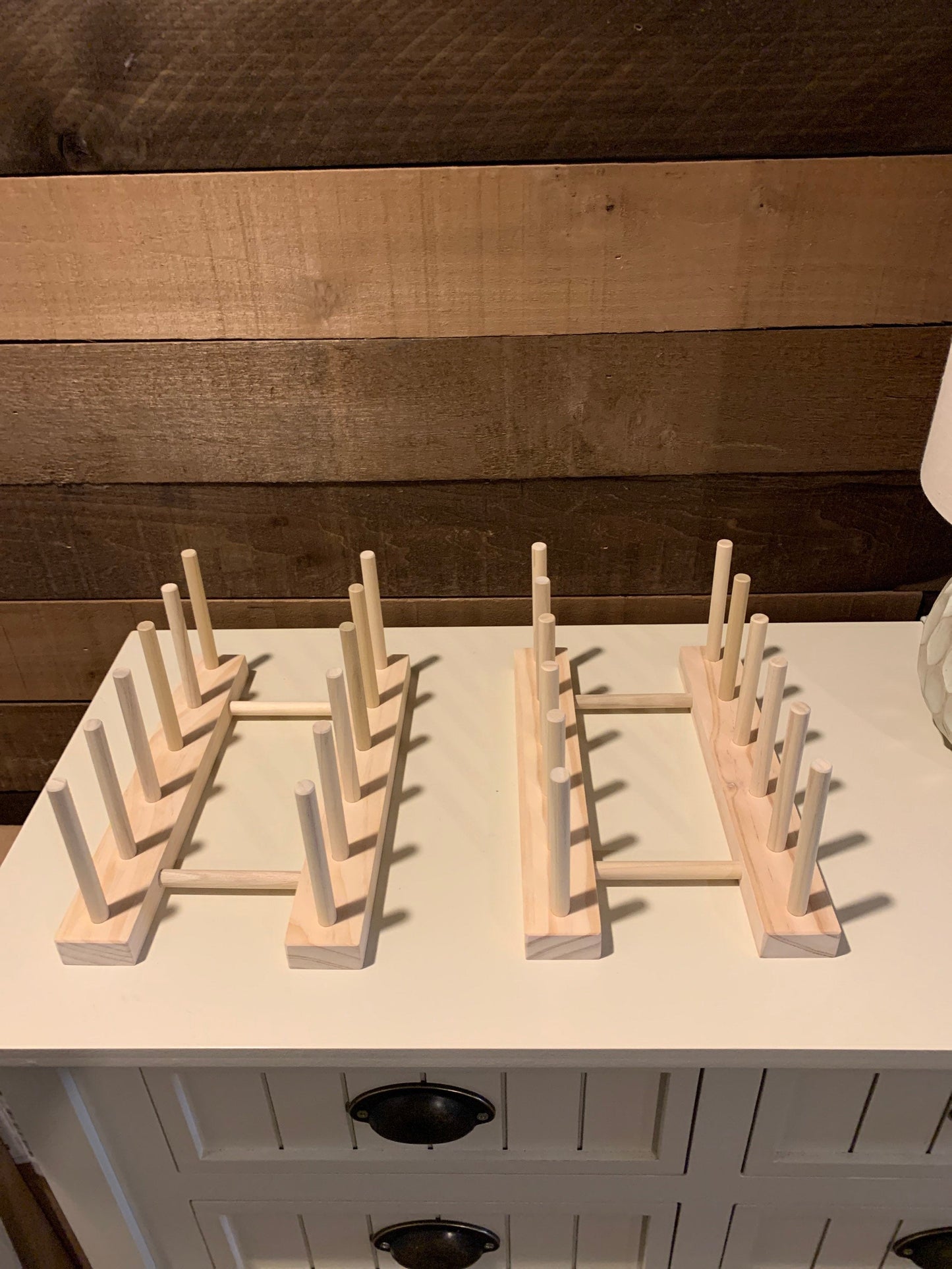 2 Small Wooden Dowel Storage Racks - Framed Art, Picture Frame, Plate Rack, Display