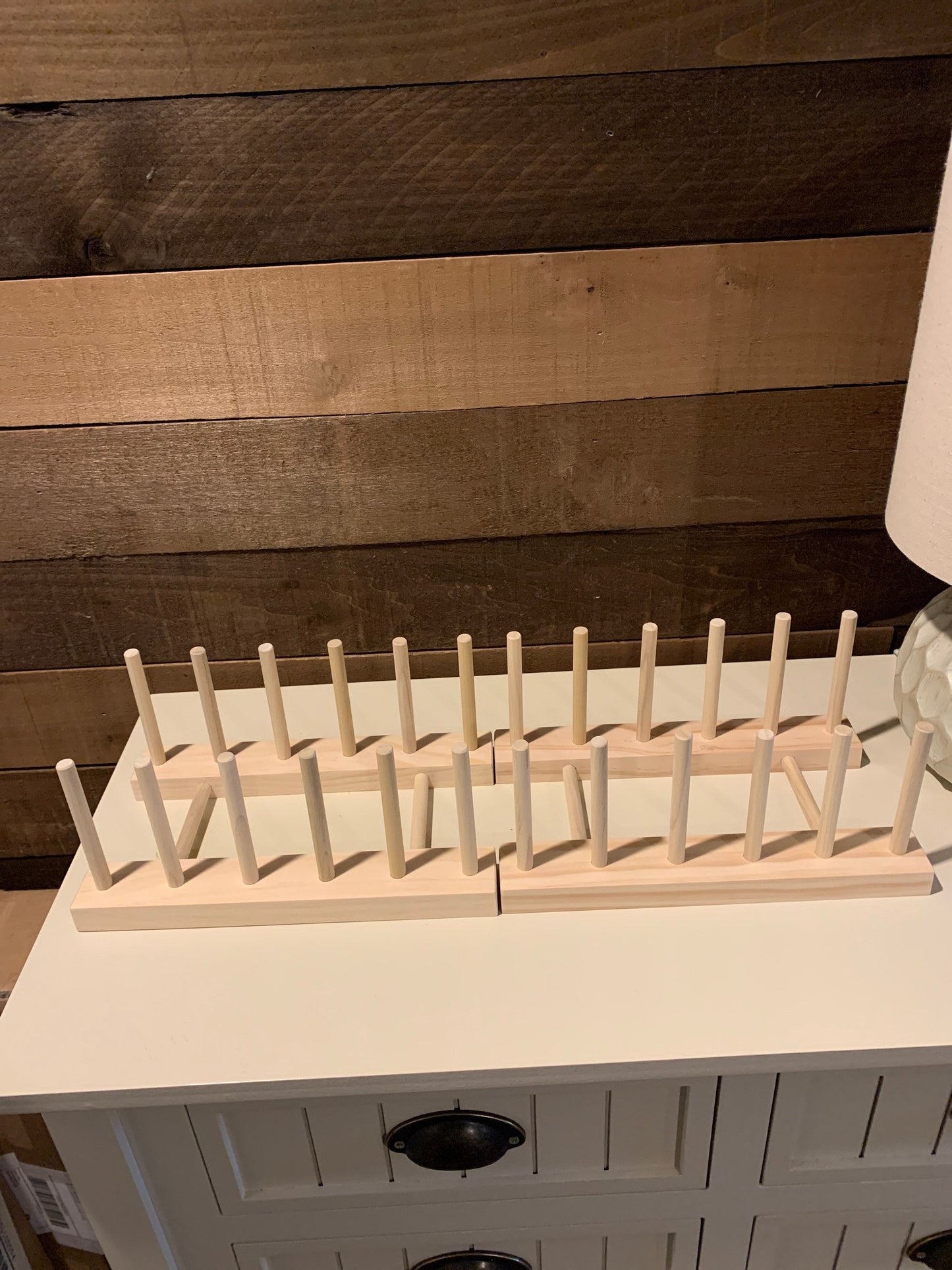 2 Small Wooden Dowel Storage Racks - Framed Art, Picture Frame, Plate Rack, Display