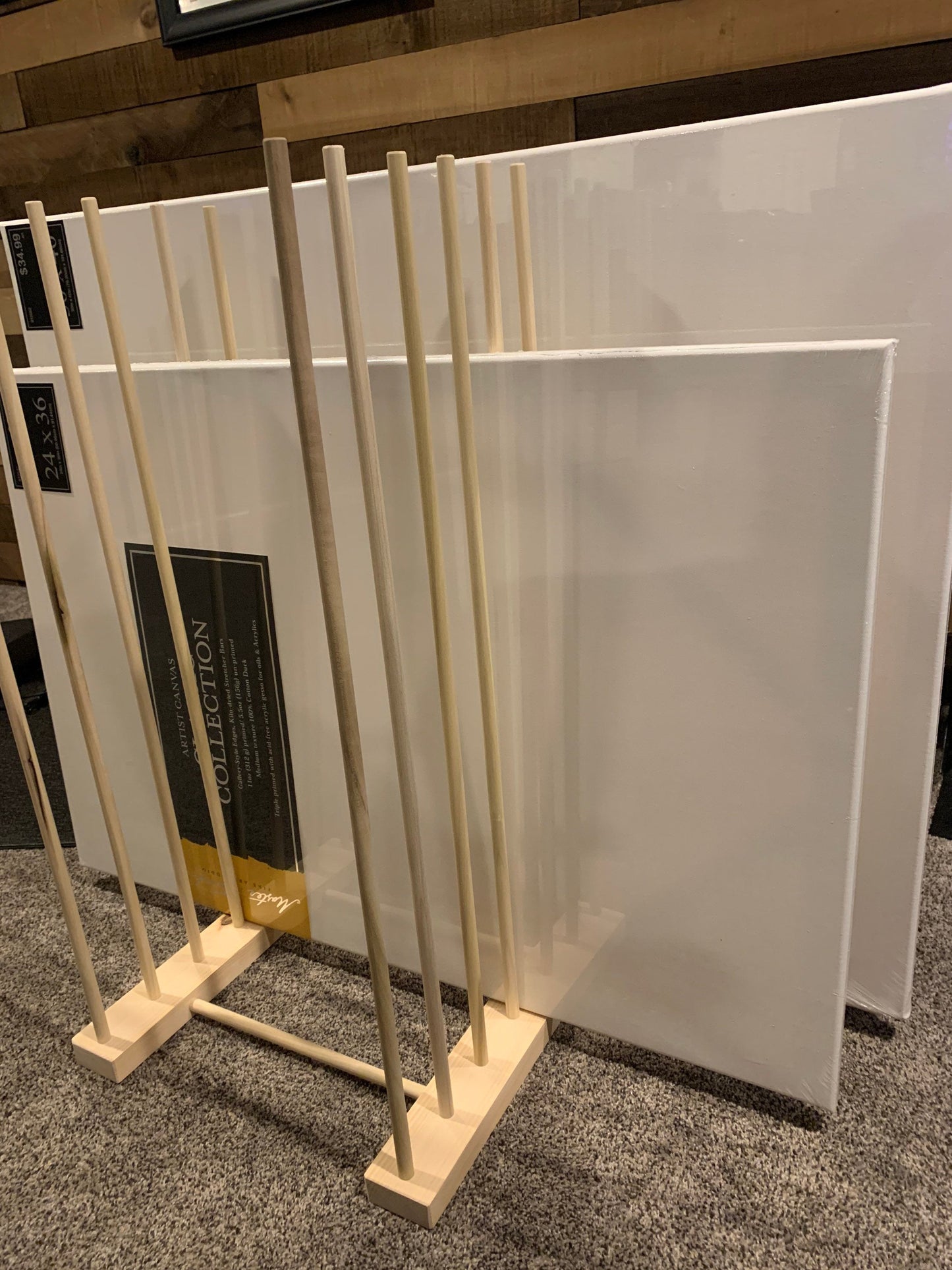 Art Storage Rack - For Framed Art, Picture Frame, Canvas Pictures, Paintings - 30" tall dowels