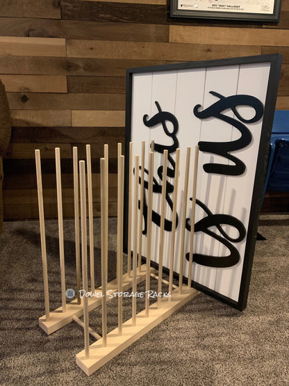 Art Storage Rack with 24” Tall Dowels - Optional Locking Caster Wheels - For Framed Art, Picture Frame, Canvas Pictures, Paintings