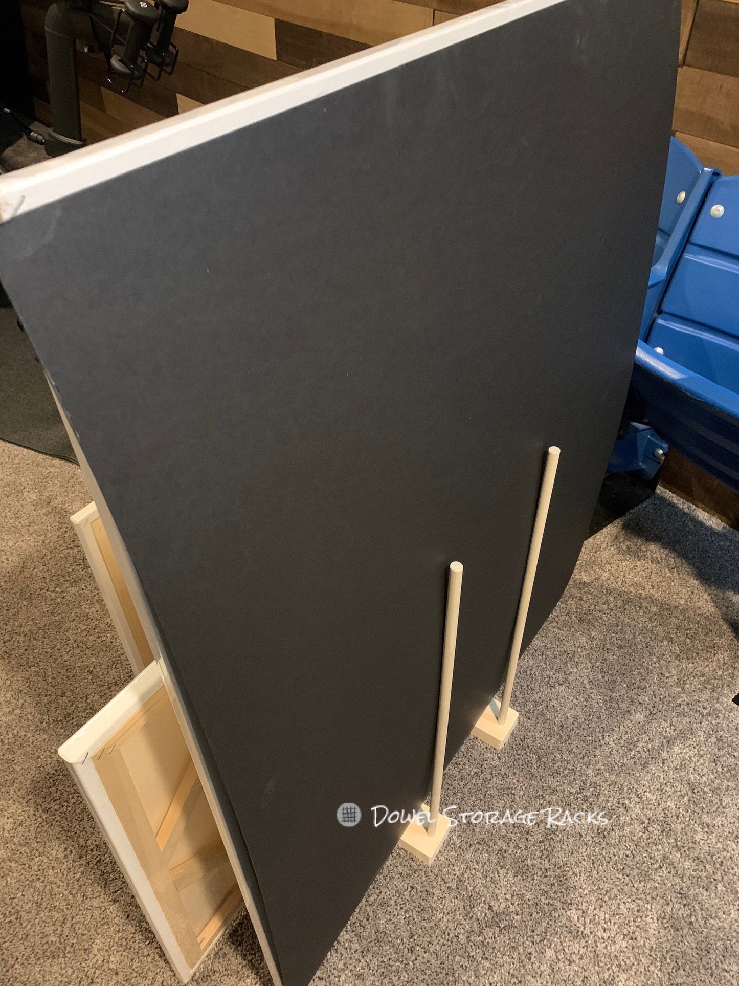 Art Storage Rack with 24” Tall Dowels - Optional Locking Caster Wheels - For Framed Art, Picture Frame, Canvas Pictures, Paintings