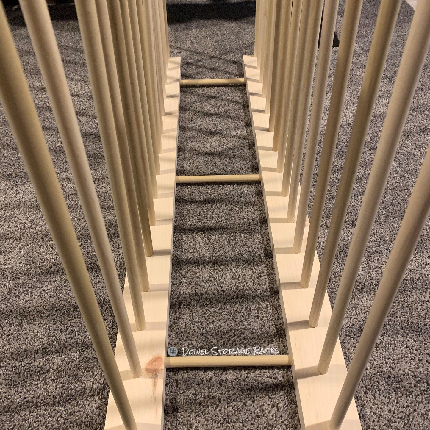 Art Storage Rack - 36" Long x 11" Wide with 24" Tall Dowels - For Framed Art, Picture Frame, Canvas Pictures, Paintings