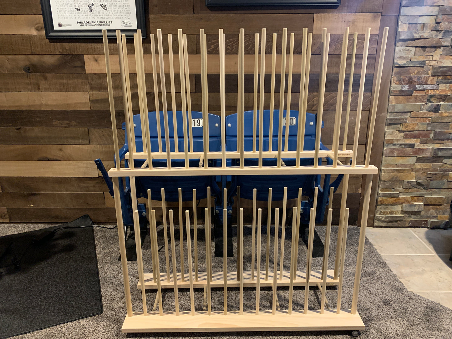 Two Tier Art Storage Cart with Swivel Caster Wheels - 18” tall dowels