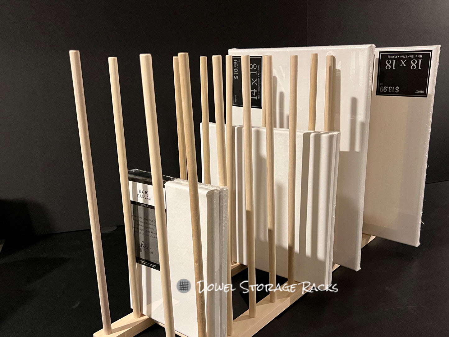 36” Long x 8” Wide Art Storage Rack- Two Height Options available - 12” or 18” tall