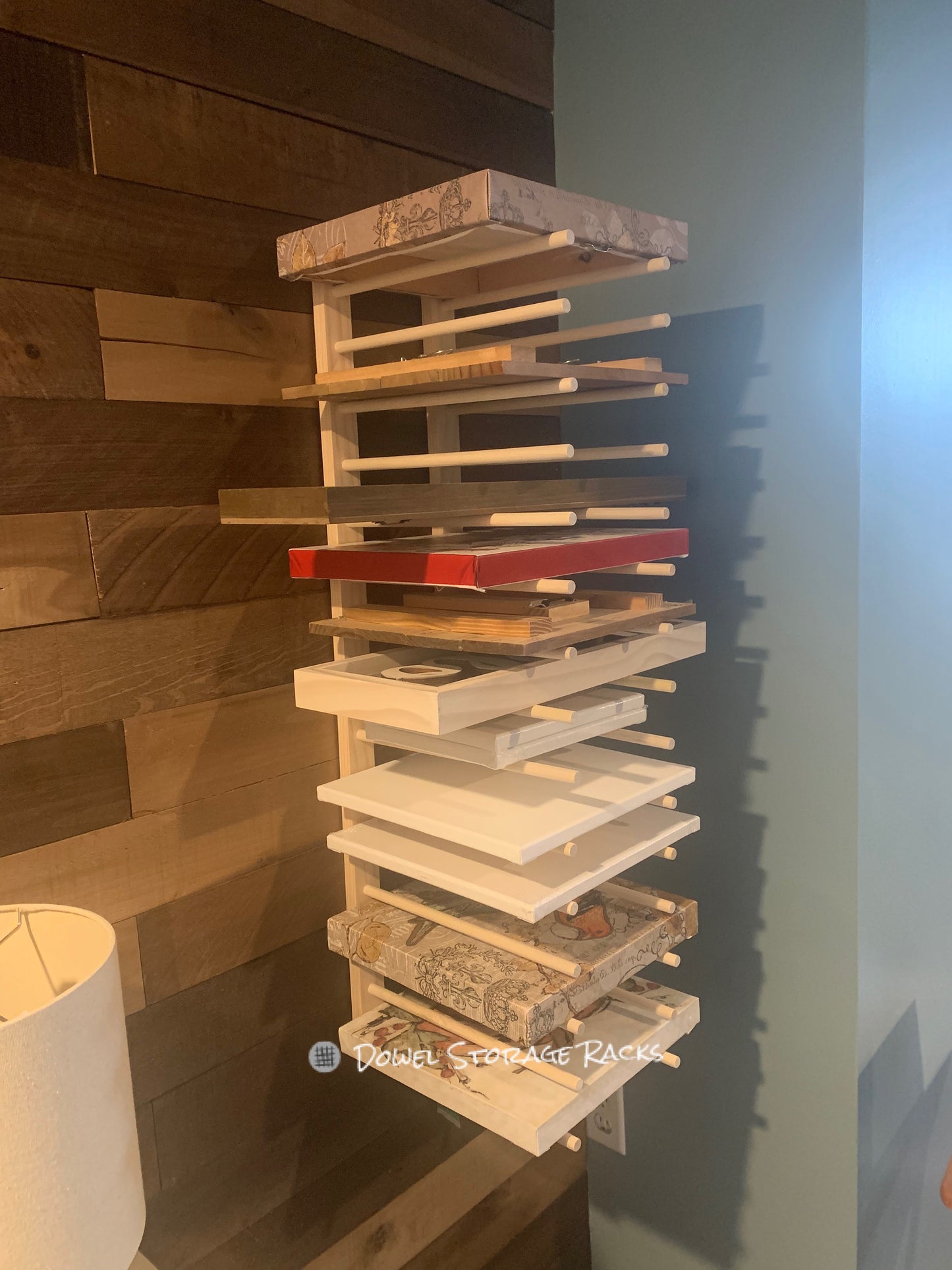 Wall Mount Art Storage/Drying Rack - 36" x 8" with 12" dowels