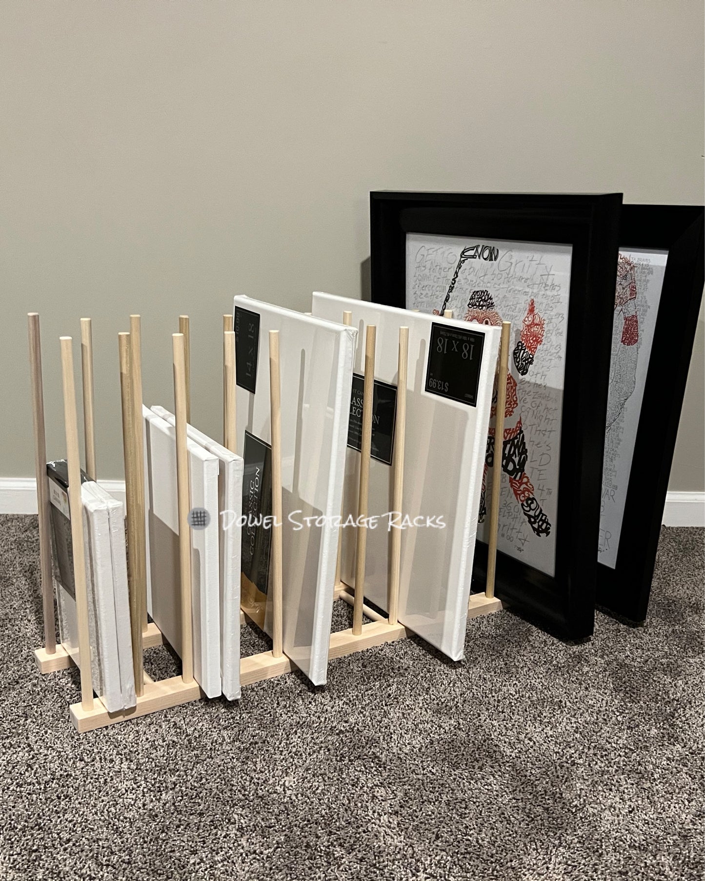 36” Long x 8” Wide Art Storage Rack- Two Height Options available - 12” or 18” tall