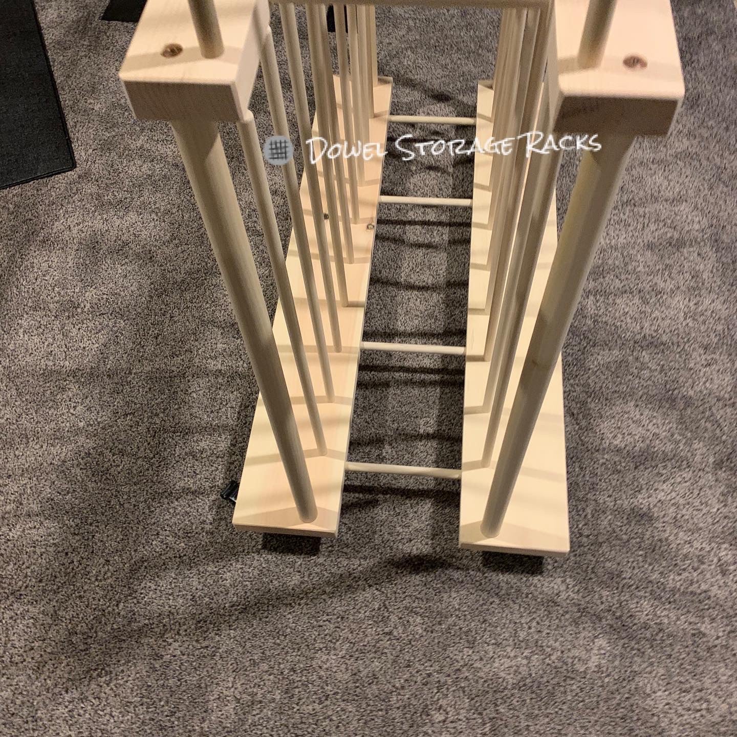 Two Tier Art Storage Cart With Swivel Caster Wheels- 36" long with 24" tall dowels on bottom - 20" dowels on top
