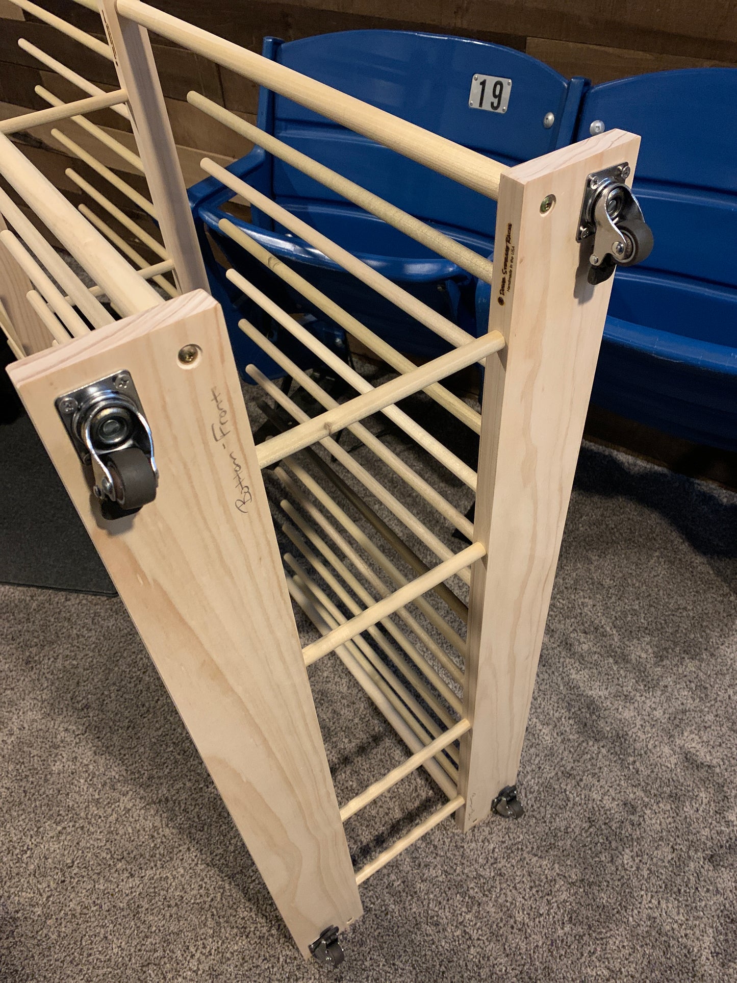 Two Tier Art Storage Cart with Swivel Caster Wheels - 18” tall dowels
