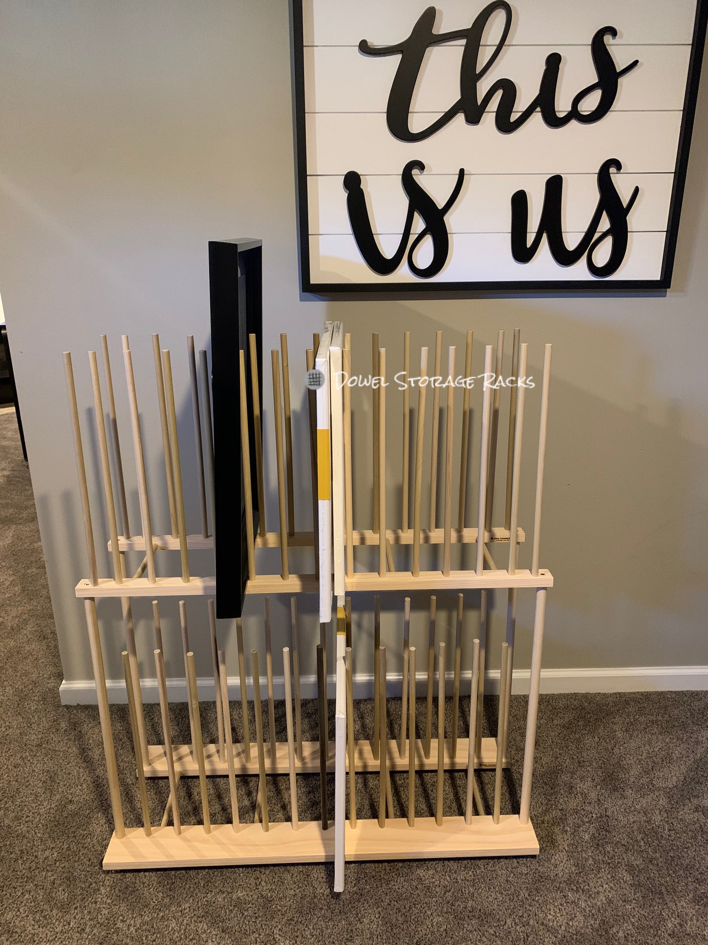 Two Tier Art Storage Cart with Swivel Caster Wheels - 18” tall dowels