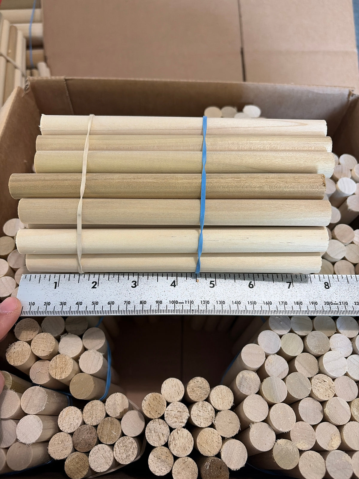 5/8” thick x approx 6” - 7.5” dowel remnants 200+ pieces