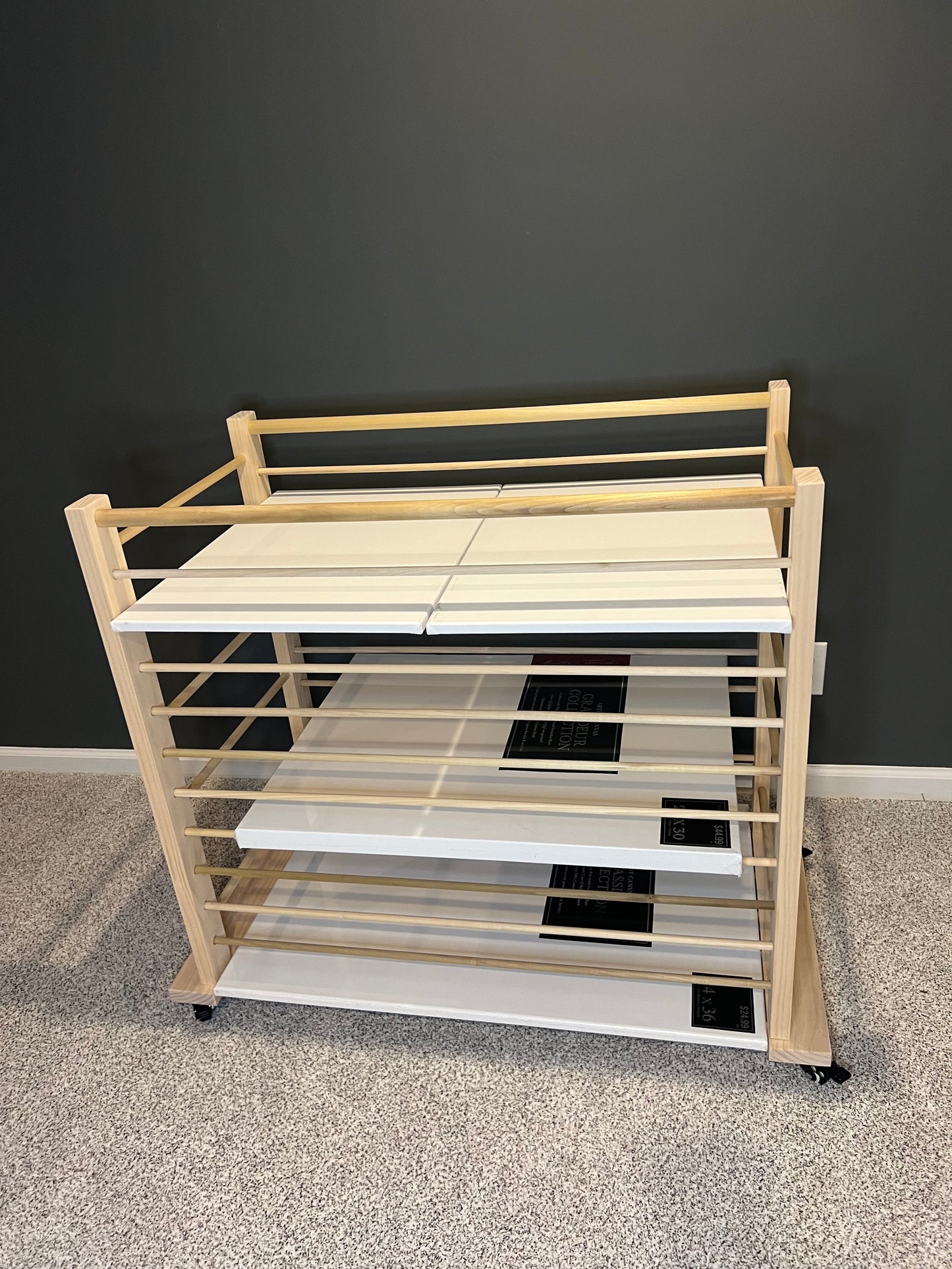 Hotizontal Art Canvas Storage Rack - Drying Rack - Art Storage Rack with Wheels