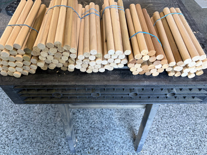 5/8” thick x approx 8” dowel remnants 100+ pieces