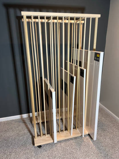 Large Art Canvas Storage - 36” Long Enclosed Art Storage Rack / Art Storage Cart - Options to hold Large Canvas up to 60” or 72”