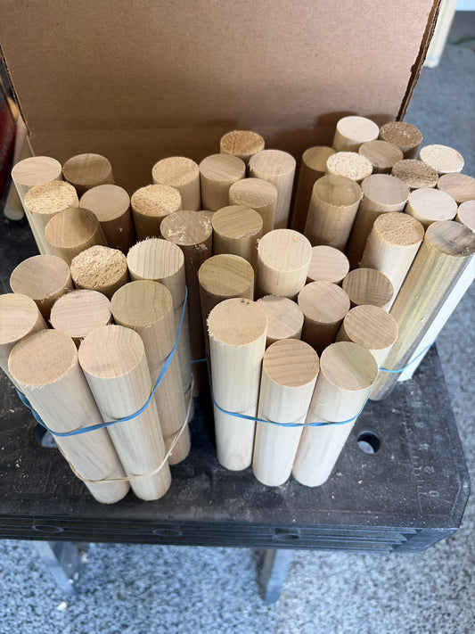 1.25” thick x approx 6.5 - 7.5” dowel remnants 40+ pieces