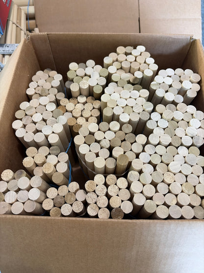 5/8” thick x approx 6” - 7.5” dowel remnants 200+ pieces