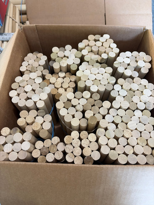 5/8” thick x approx 6” - 7.5” dowel remnants 200+ pieces