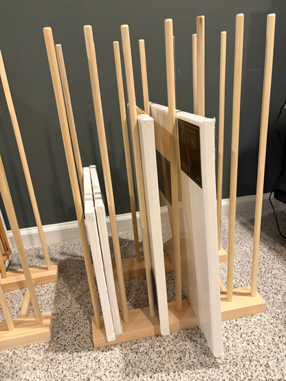 Ready Now - Lot of 2 - Art Storage Rack with 24” Tall Dowels - Optional Wheels