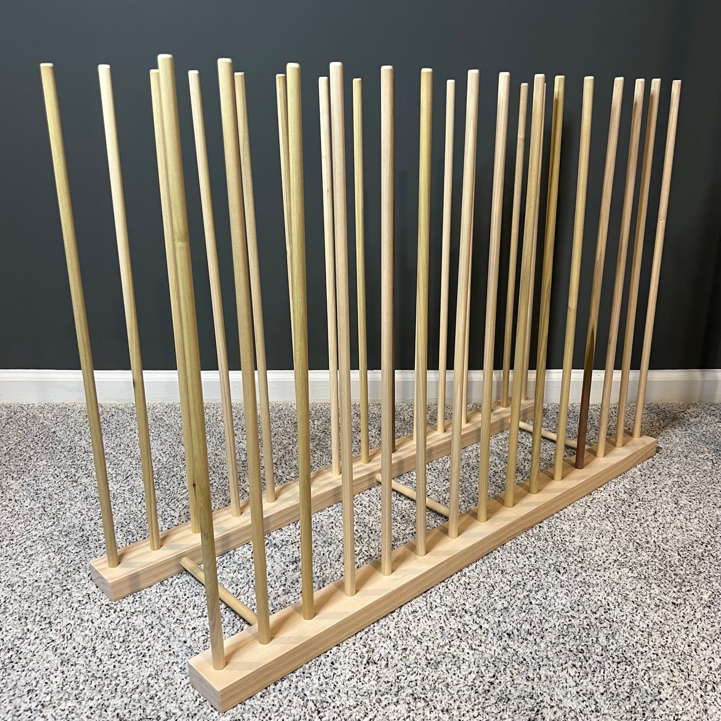 Art Storage Rack - 36" Long x 11" Wide with 24" Tall Dowels - For Framed Art, Picture Frame, Canvas Pictures, Paintings