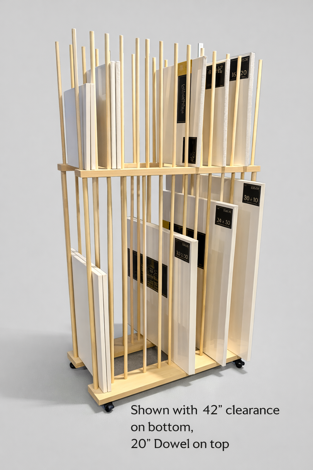 Two Tier Art Storage Cart with Swivel Caster Wheels - Several Size Options Available