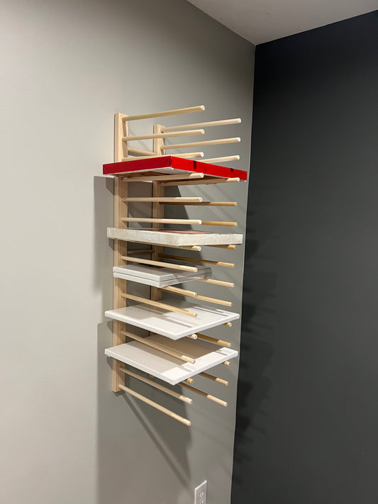 Wall Mount Art Storage/Drying Rack - 36" x 8" with 12" dowels