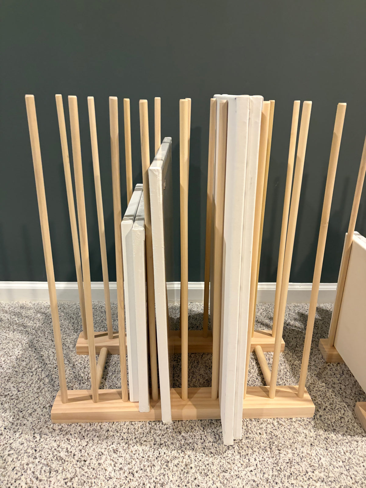 Ready Now - Lot of 2 - Art Storage Rack with 24” Tall Dowels - Optional Wheels