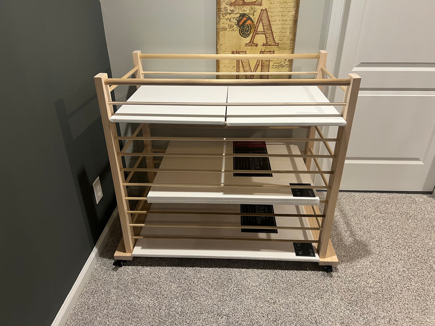 Hotizontal Art Canvas Storage Rack - Drying Rack - Art Storage Rack with Wheels