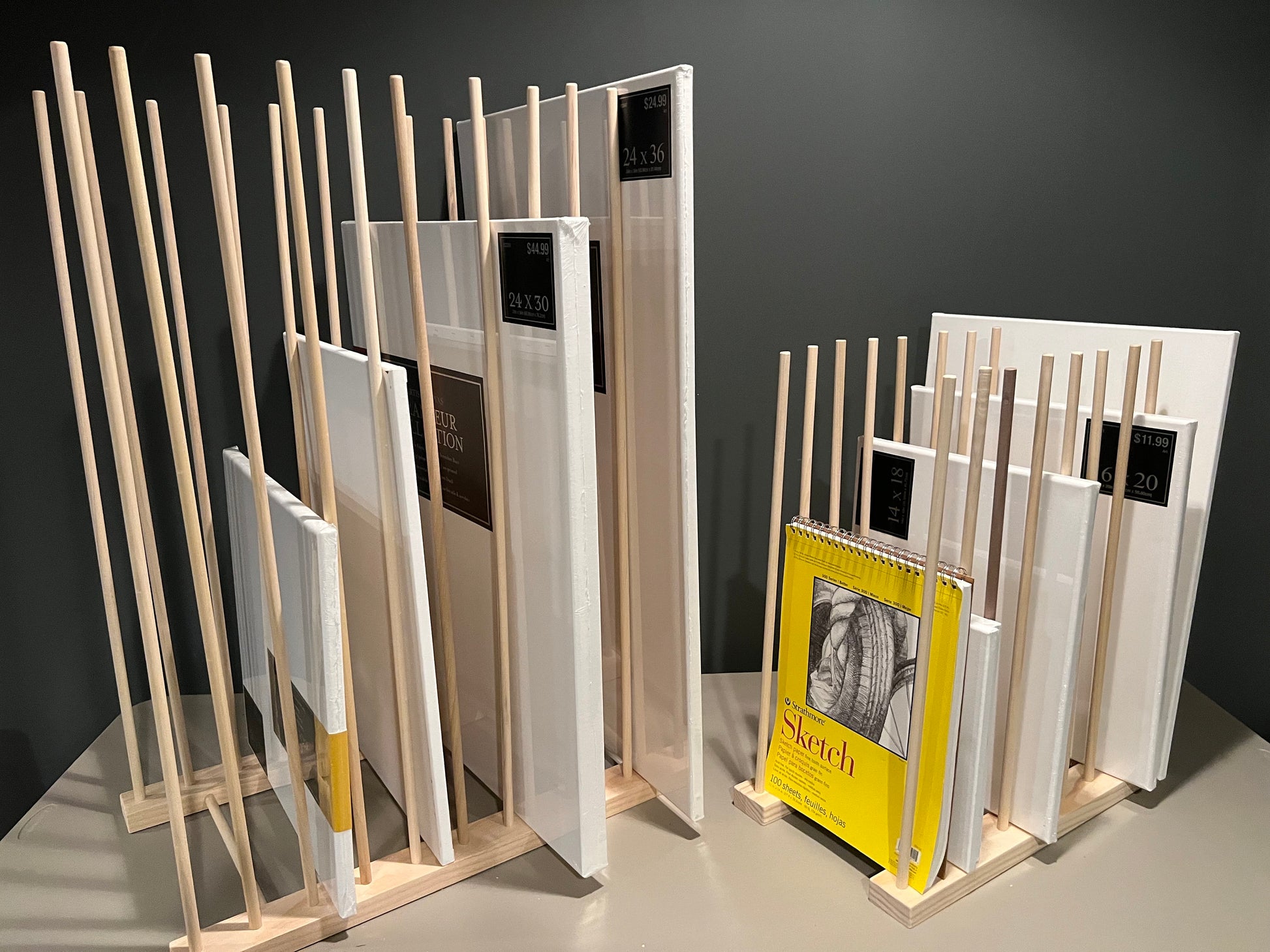 Custom Sized Art and Art Canvas Storage Rack - 24” - 40” Height Options - 16.5” - 46.5” Long Options