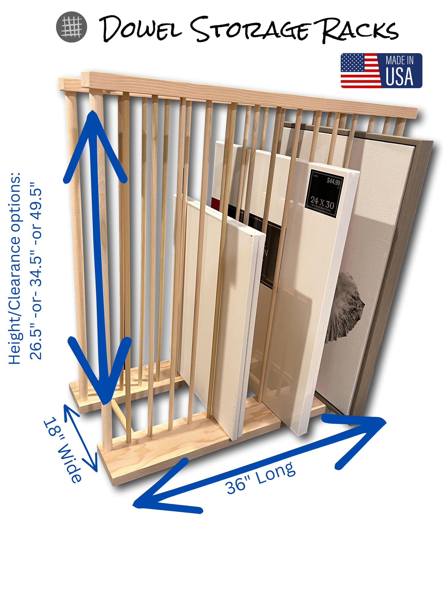 Enclosed Art Storage Rack / Art Storage Cart with Included Top Shelf