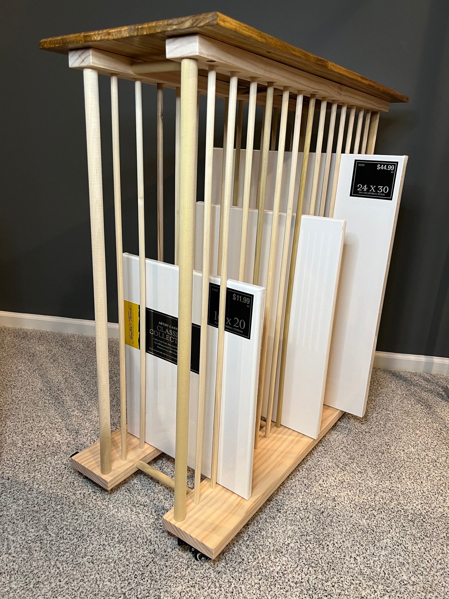 Enclosed Art Storage Rack / Art Storage Cart with Included Top Shelf