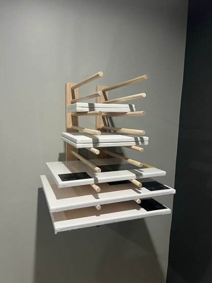 Heavier Duty Wall Mount Art Storage/Drying Rack - 24” long version with multiple height options - Pictured with 18” Tall Dowels
