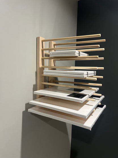 Heavier Duty Wall Mount Art Storage/Drying Rack - 24” long version with multiple height options - Pictured with 18” Tall Dowels