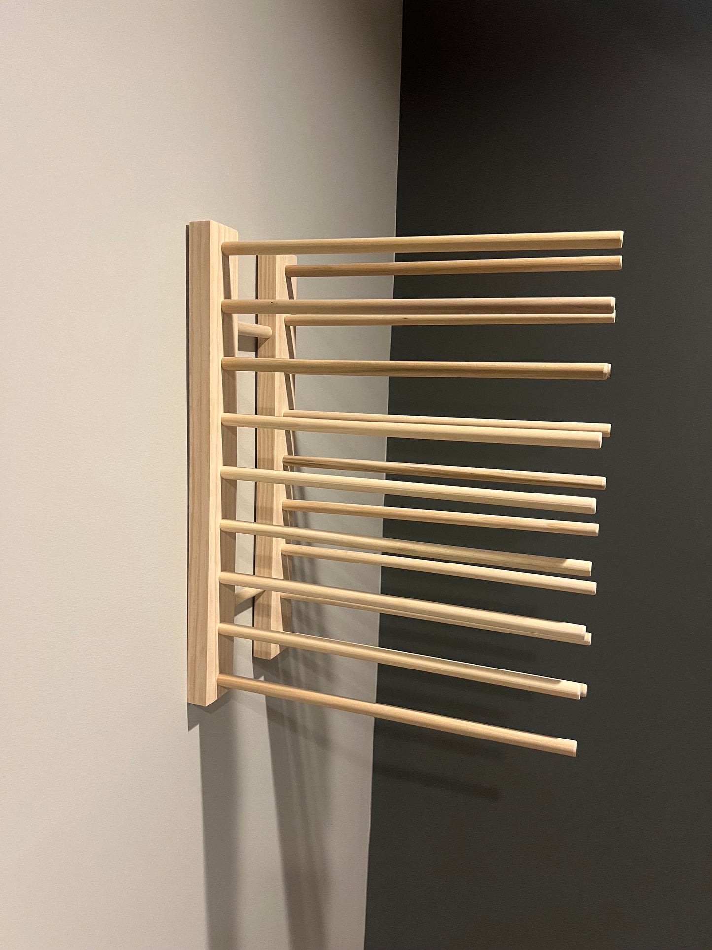 Heavier Duty Wall Mount Art Storage/Drying Rack - 24” long version with multiple height options - Pictured with 18” Tall Dowels