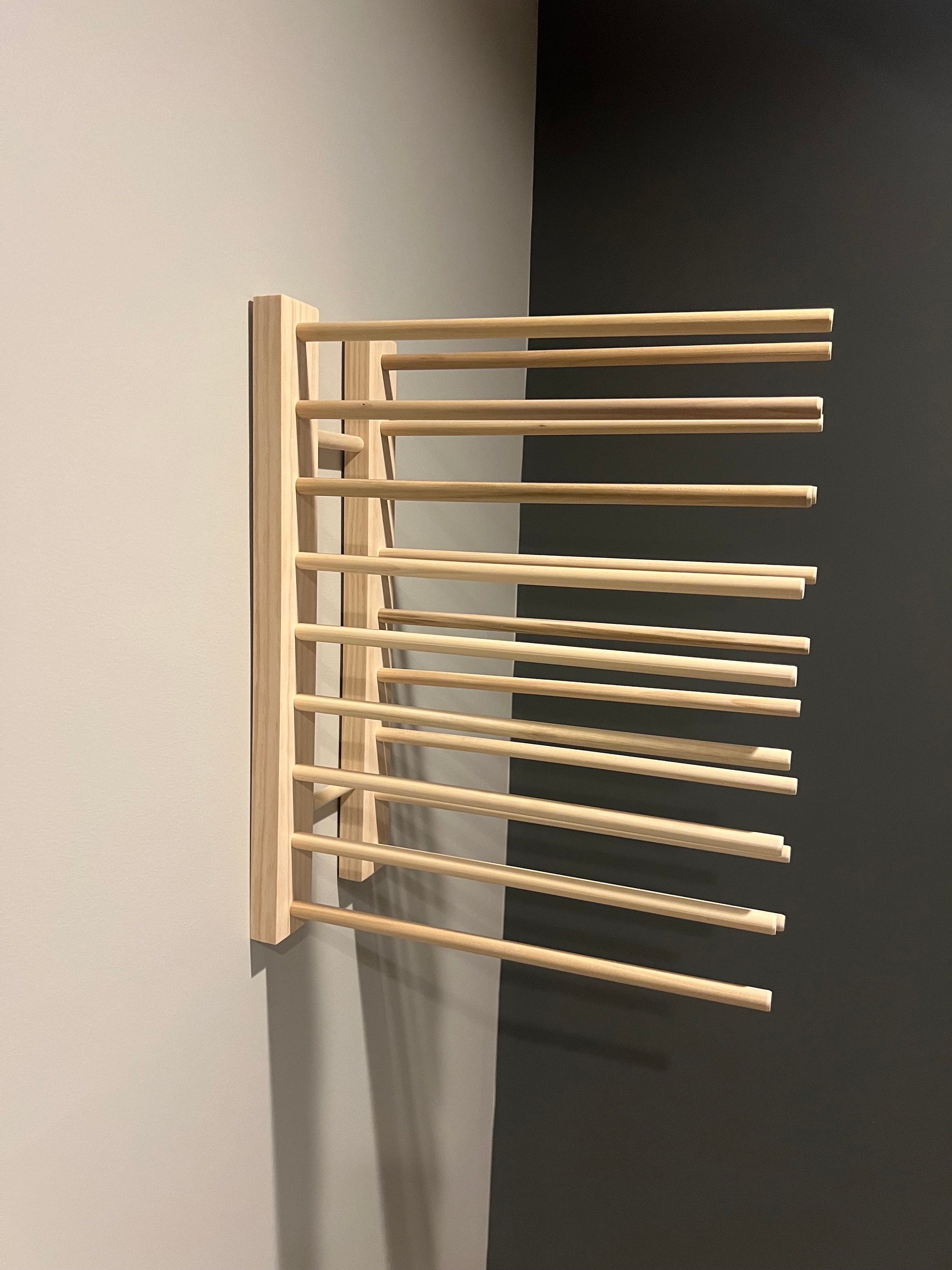 Heavier Duty Wall Mount Art Storage/Drying Rack - 24” long version with multiple height options - Pictured with 18” Tall Dowels