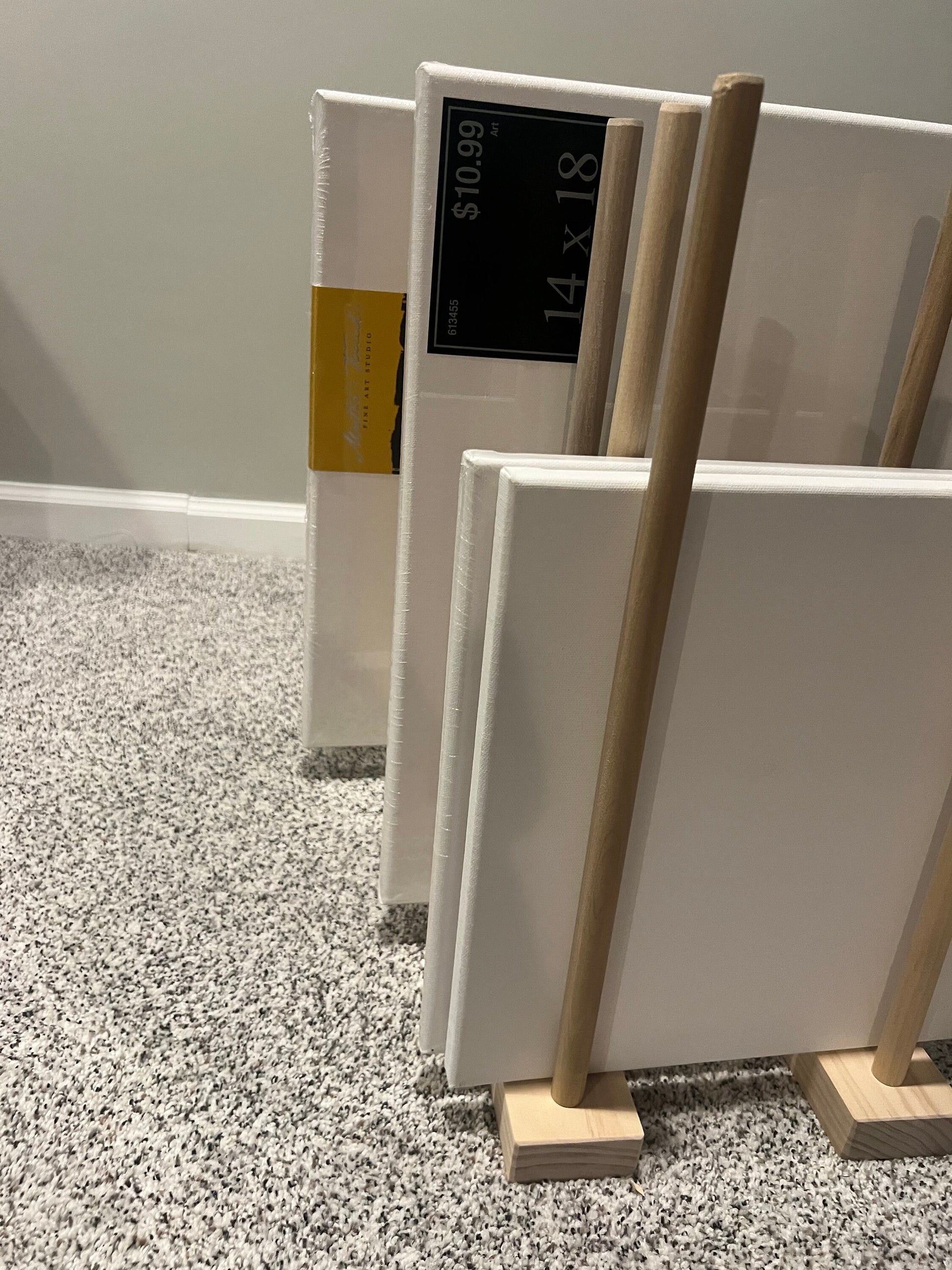 Heavier Duty Wall Mount Art Storage/Drying Rack - 24” long version with multiple height options - Pictured with 18” Tall Dowels