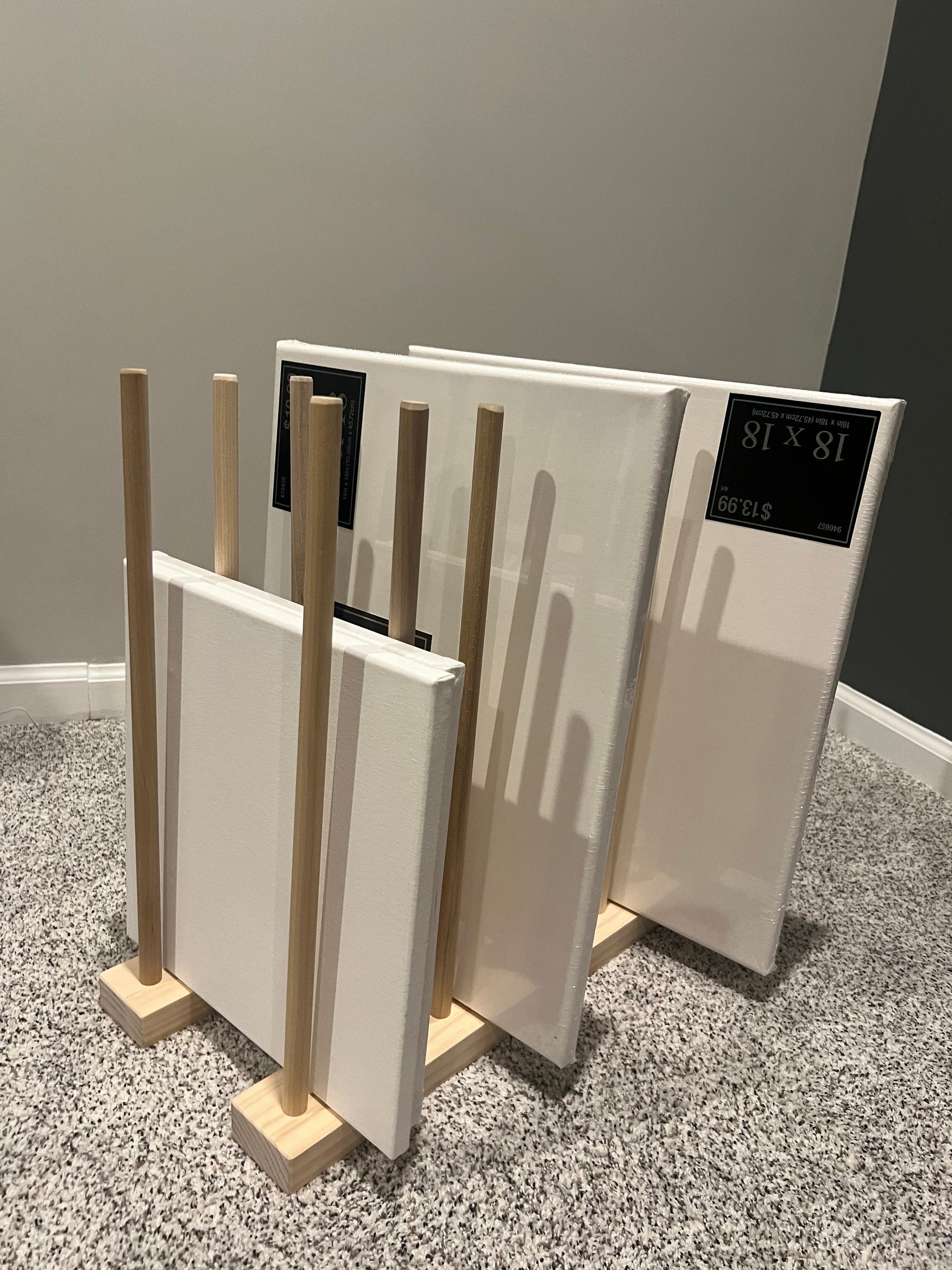 Heavier Duty Wall Mount Art Storage/Drying Rack - 24” long version with multiple height options - Pictured with 18” Tall Dowels