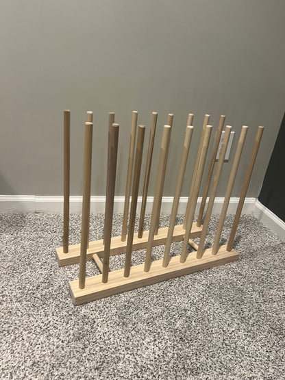 Heavier Duty Wall Mount Art Storage/Drying Rack - 24” long version with multiple height options - Pictured with 18” Tall Dowels