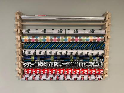 Handmade Wrapping Paper Roll Storage Rack - Easy Front Load Design - Holds 10 rolls