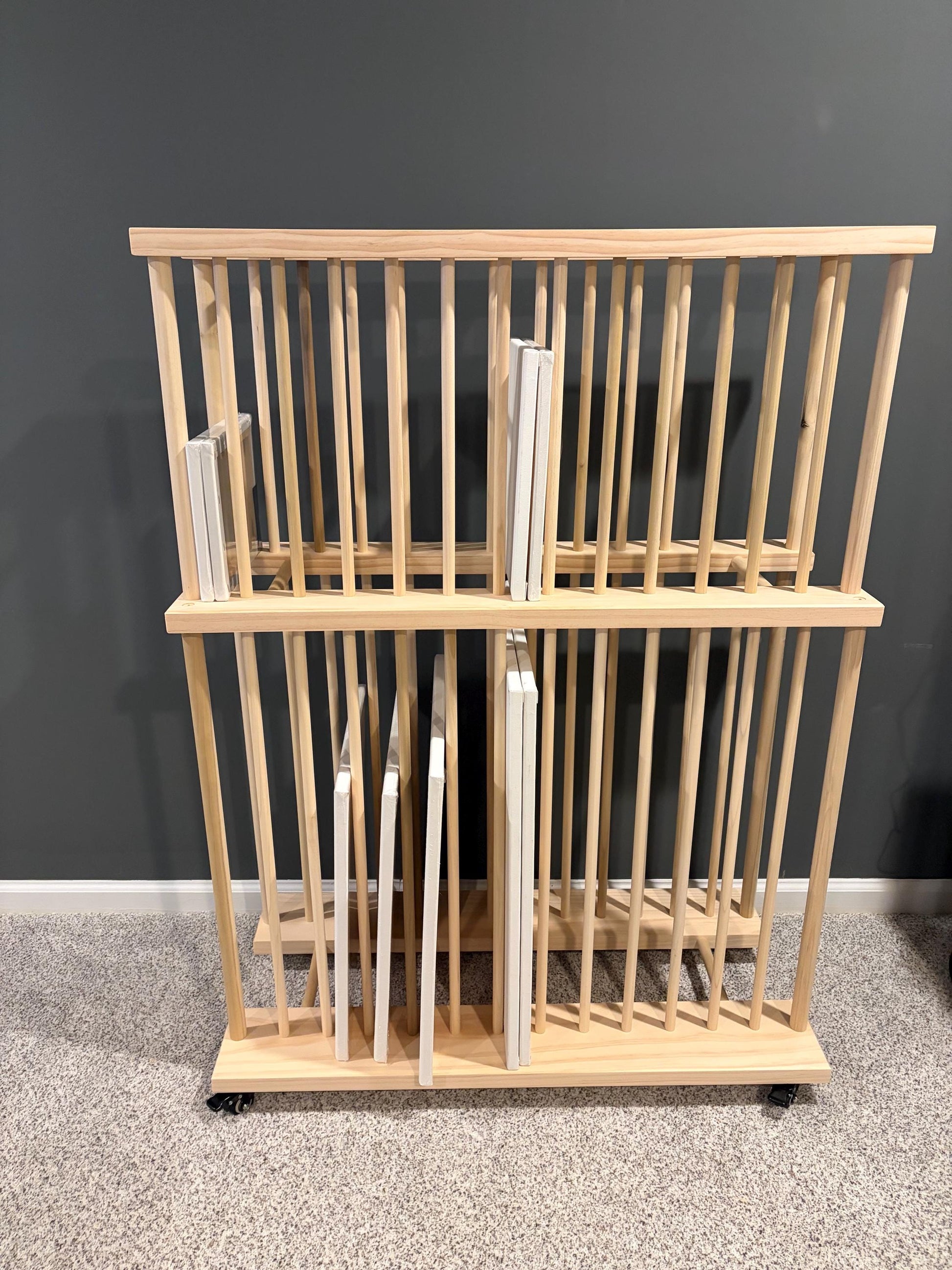 Two Tier Enclosed Art Storage Cart With Swivel Caster Wheels - Several Size Options or Custom Order