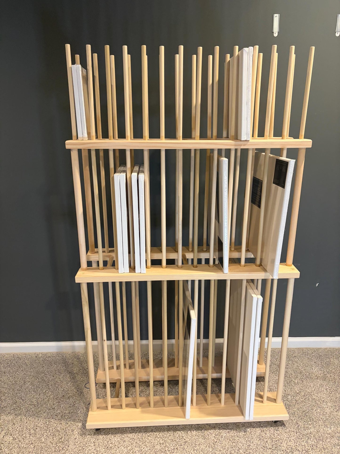 Three Tier Art Storage Cart - Three Levels of Canvas Storage - Custom Sizes Available