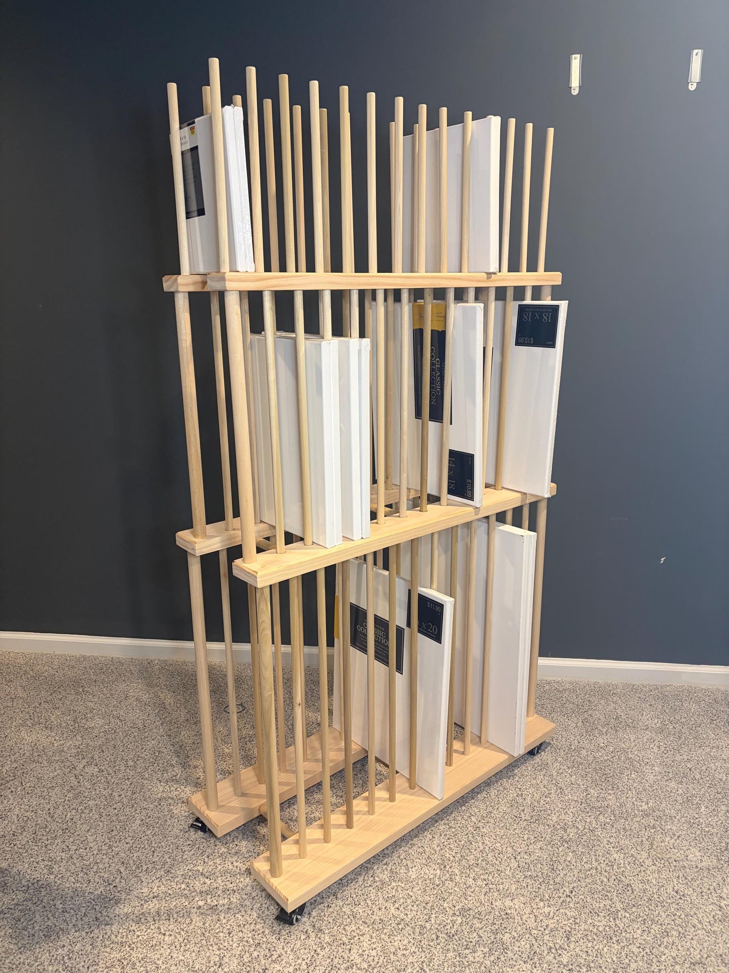 Three Tier Art Storage Cart - Three Levels of Canvas Storage - Custom Sizes Available