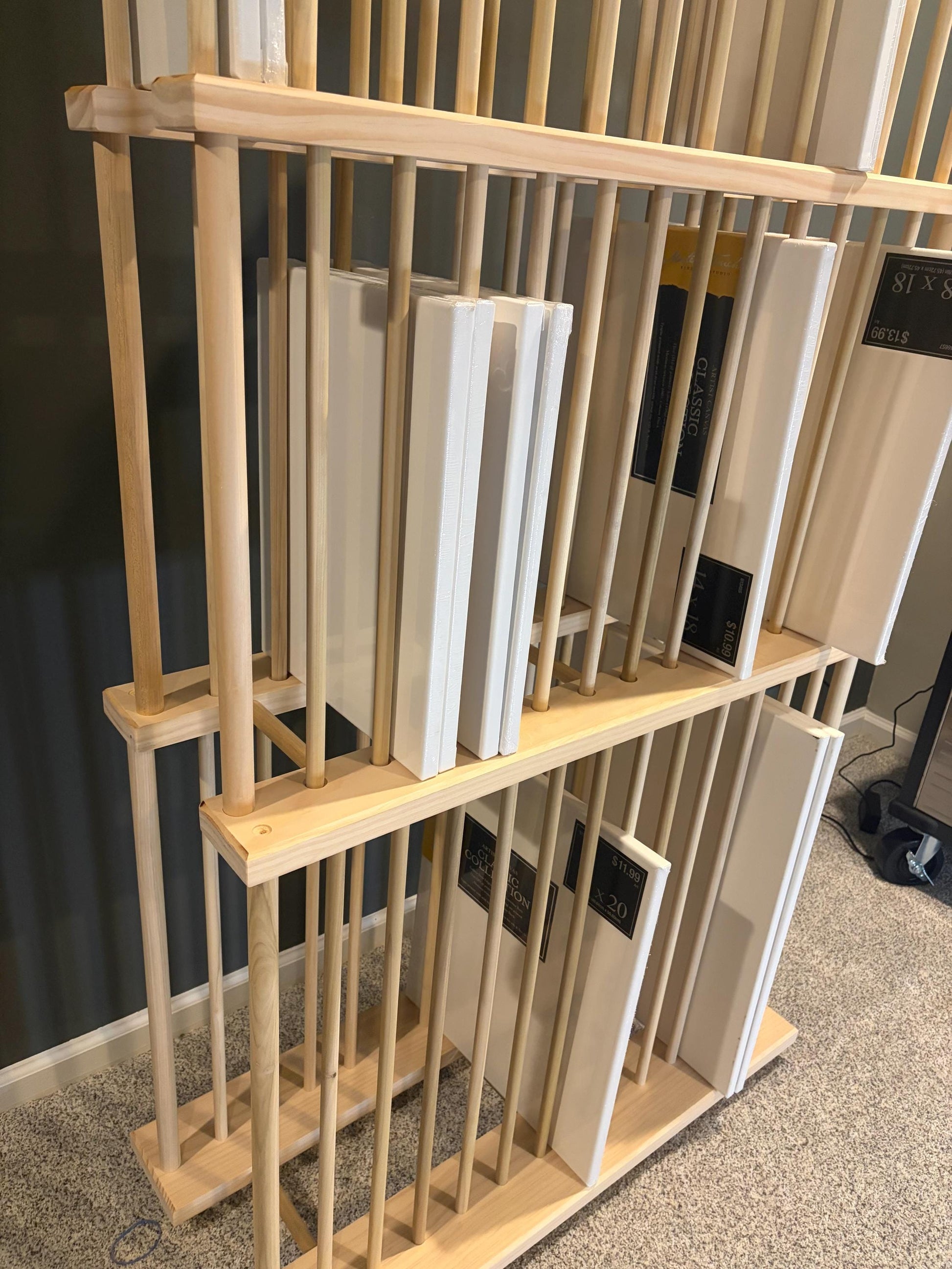 Three Tier Art Storage Cart - Three Levels of Canvas Storage - Custom Sizes Available