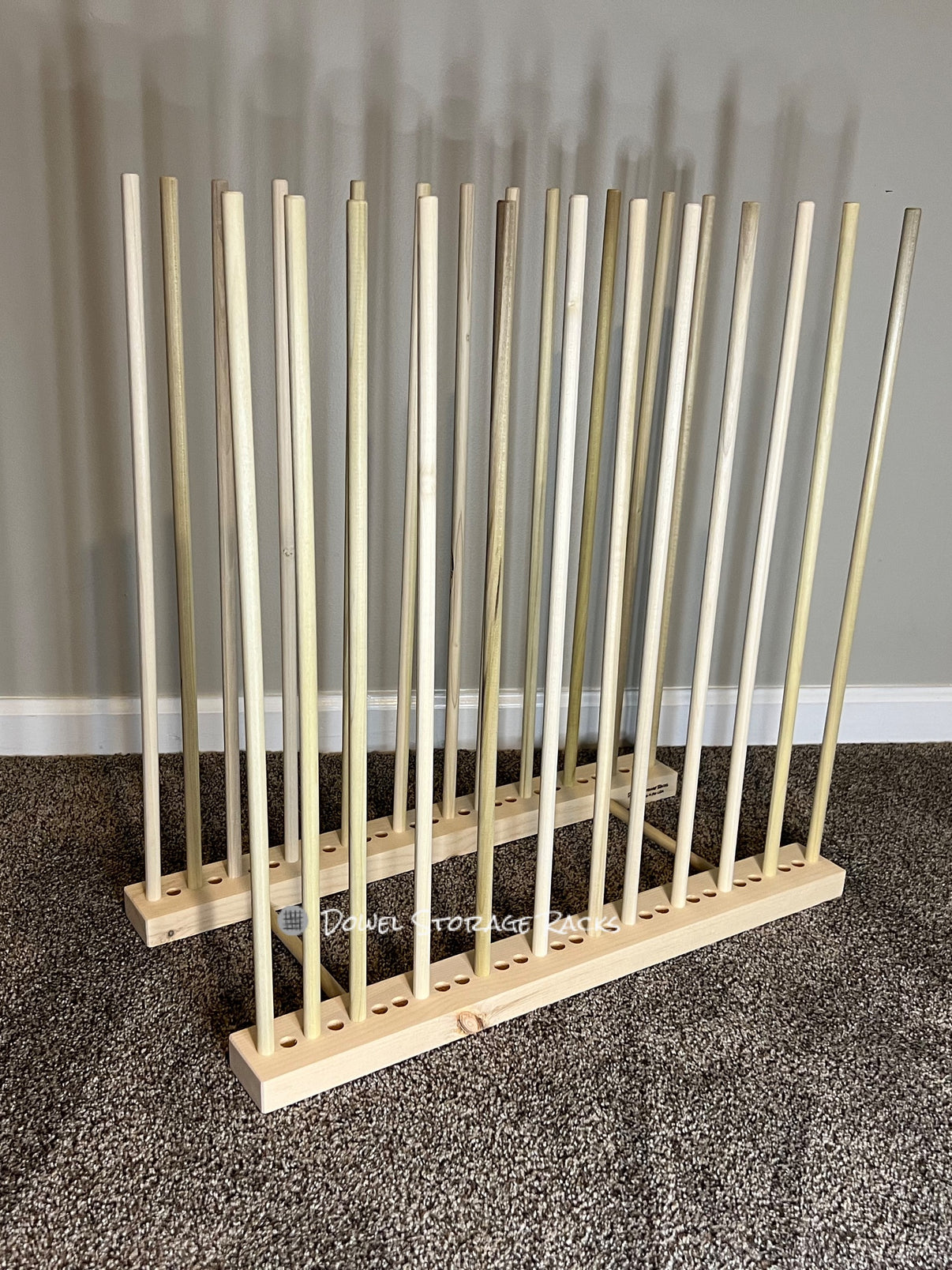 Adjustable Art Storage Rack 24” long x 11” wide with 24” tall dowels